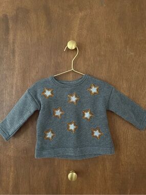 Zara Gray Sweatshirt with Metallic Star Patches